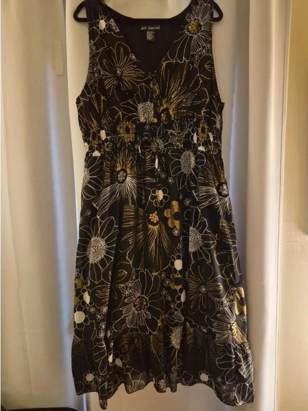 Sleeveless Floral Maxi Dress in Black and Gold - Classic Casual